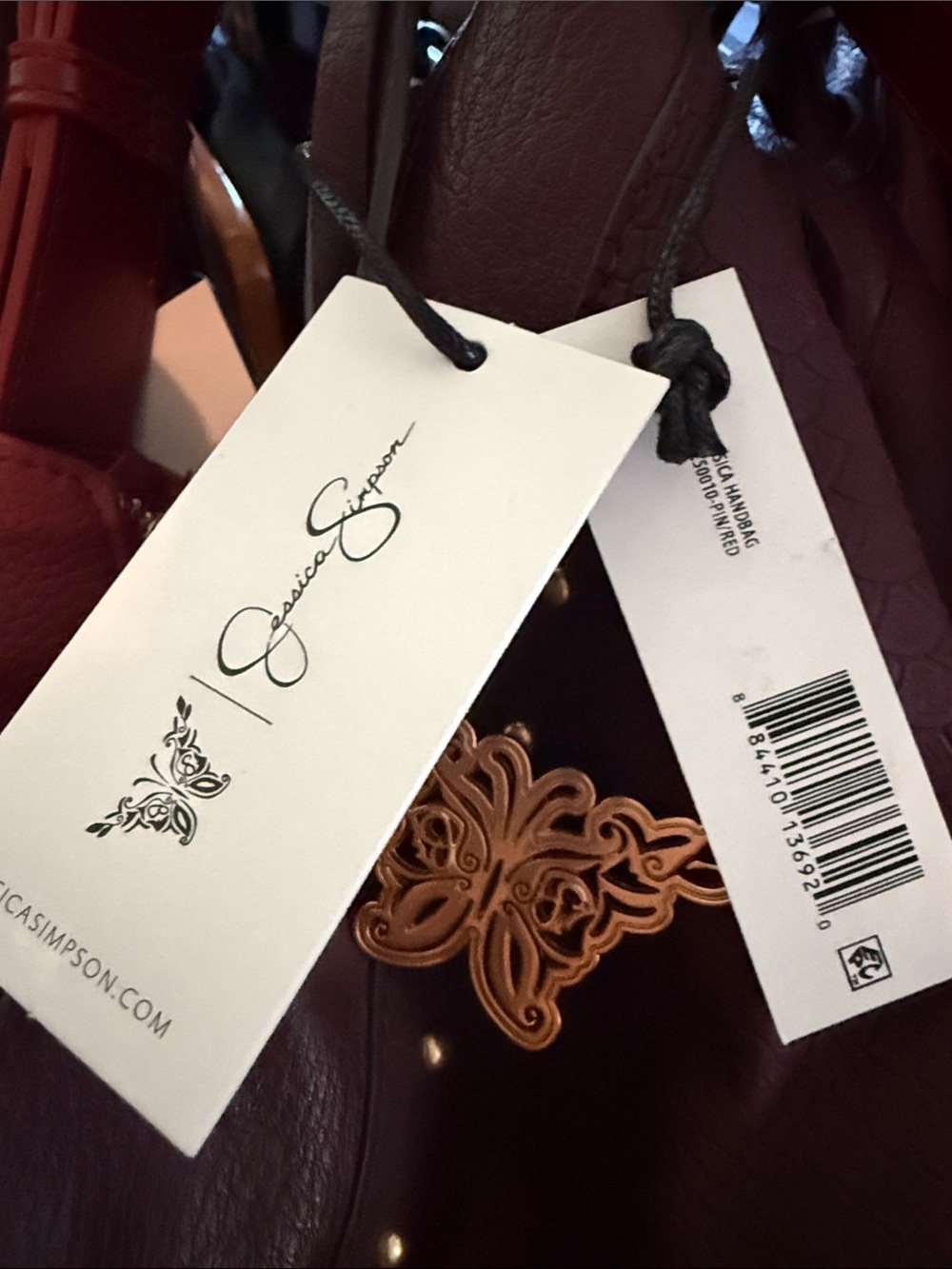 Jessica Simpson Pinot Noir Burgundy Studded Hobo Bag NWT - Picture 11 of 11